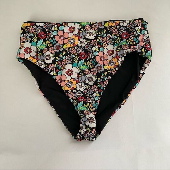 Cyn & Luca Women’s High Leg High Waist Floral Colorful Reversible Bikini Bottom - Picture 1 of 3